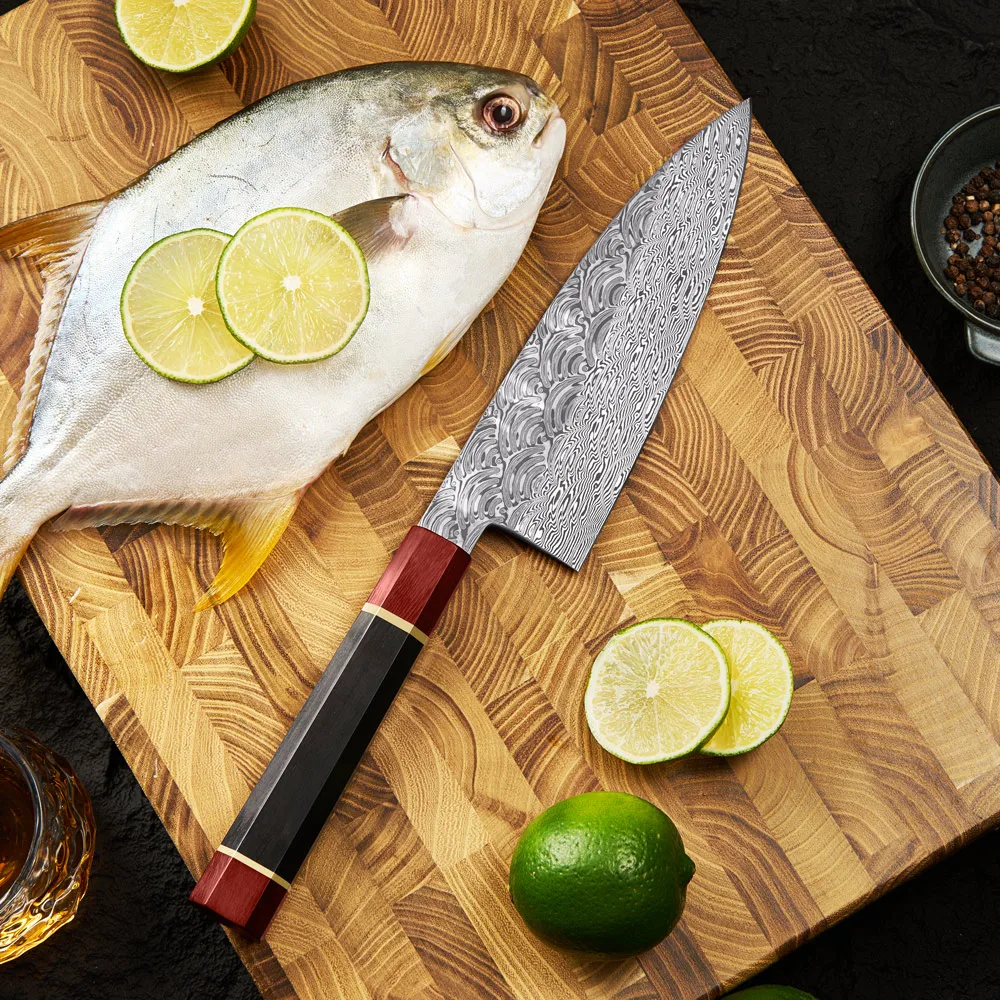 New Arrivals 180mm Wood Handle Fish Filleting Japanese Knives 110 Layers Coreless Damascus Steel Kitchen Super Sharp Deba Knife