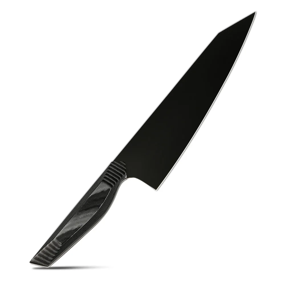 Professional Nitrate Coated 440c Black Titanium Plated Stainless Steel Sharp Kitchen Chef Kiritsuke Knives With Black G10 Hd