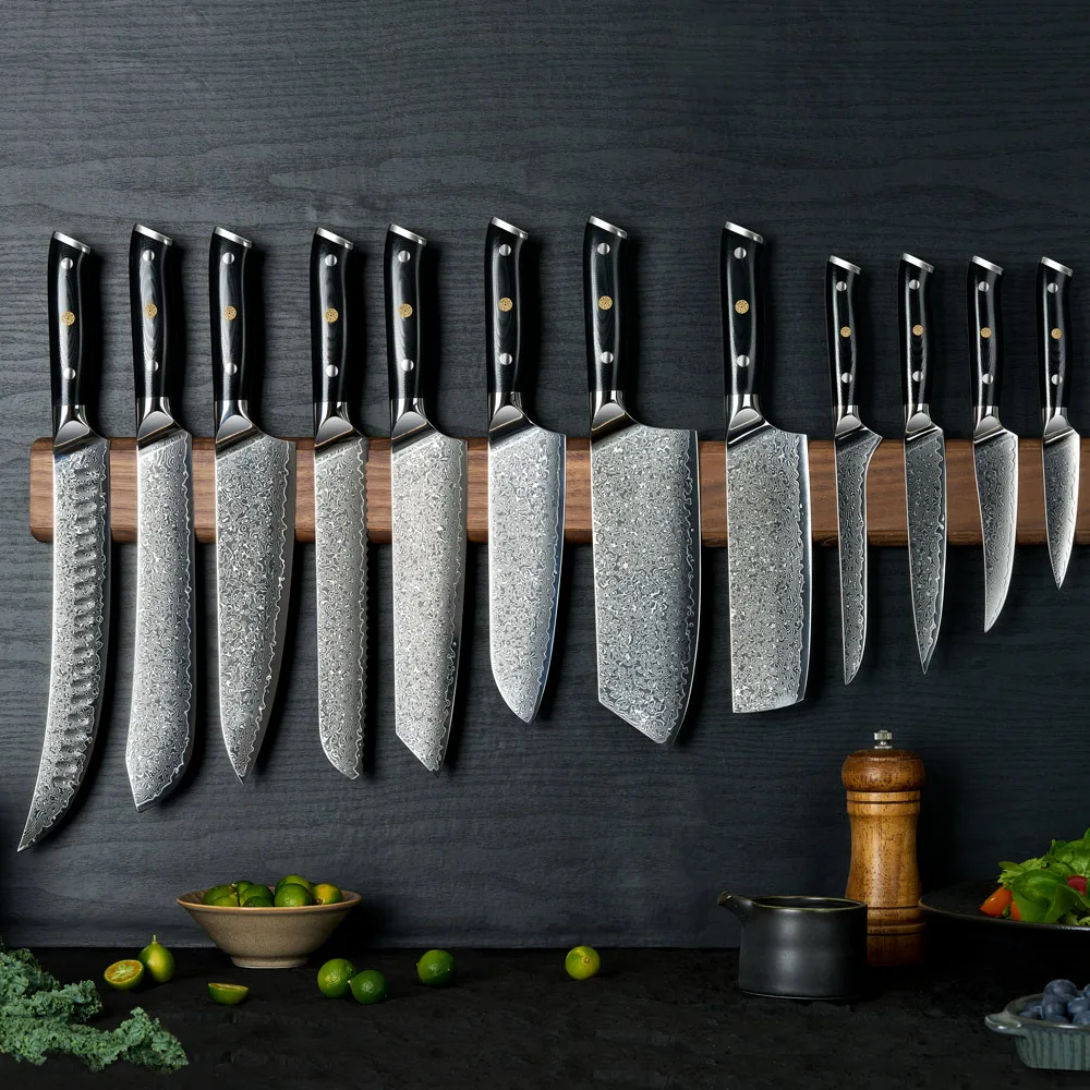 Odm Oem 12pcs Super Sharp Handle Japanese Damascus Steel Vg10 Kitchen Chef Knife Set