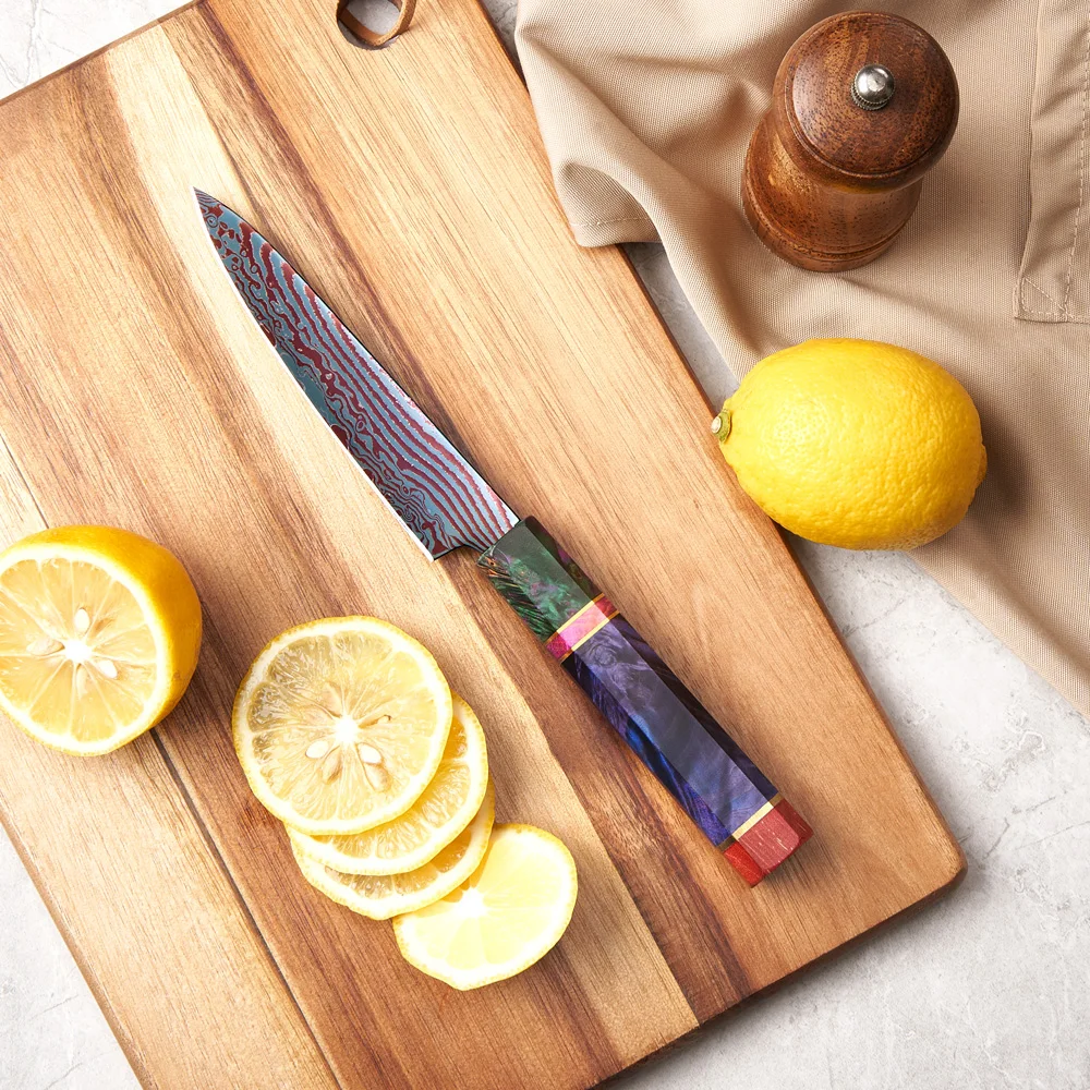 Amber Solidified Wood Handle 5" Paring Kitchen Knife Fruit Carving Knives Kitchen Utility Professional Kitchen Knife