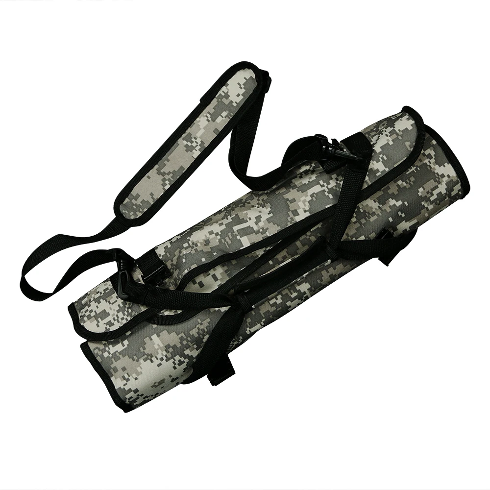 Chef Knife Roll Bag With Camouflage Pattern Nylon Waterproof 9 Pockets And Shoulder Strap