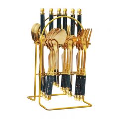 24 Pieces Flatware Set Knives and Forks and Spoons Cutlery Set with Silverware Holder