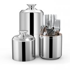 24PCS set of stainless steel mirror light tableware bucket