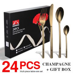 QANA Factory Wholesale OEM 86 Pieces Cutlery Sets Mirror Laser Tableware metal Kitchen Flatware Sets with Suitcase package