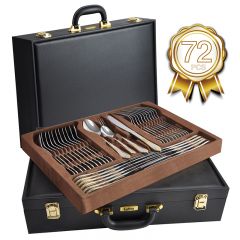72pcs tableware set gold + border light