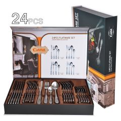24pcs tableware set gold + border light