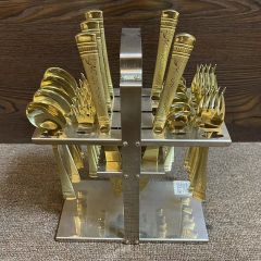 24PCS set of titanium plated laser patterned tableware
