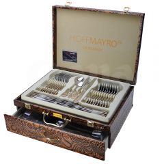Leather box Gold plus Mirror Light 72/86PCS stainless steel tableware set