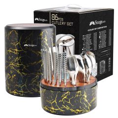 86-Piece Economical and Elegant European Suitcase Cutlery Set  Ceramic tableware plastic tube