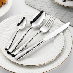 The entire series of hammered silver tableware in gold color