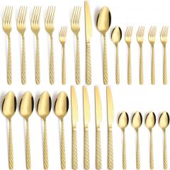 Gold Silverware Set of Stainless Steel Flatware Set for  Forks Spoons Knives Cutlery Set for Home Restaurant Hotel