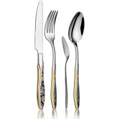 Food-Grade Stainless Steel Flatware Set, Mirror Polished Spoons And Forks Knife Set, Heavy Duty Cutlery Utensils Set for Home Kitchen Restaurant Wedding