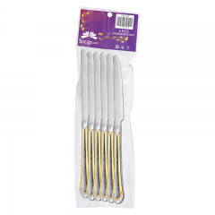 6-piece table knife set (with PVC packaging box) - premium mirror finish + gold plating 