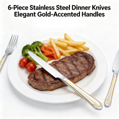 6pcs Cutlery Set with PVC bag Mirror+Gold