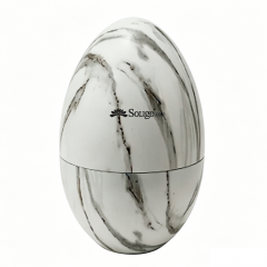 24PCS white marble black textured egg shaped cutlery bucket set