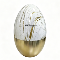 24PCS white marble egg shaped cutlery bucket set