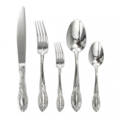 Retro relief stainless steel tableware set of 5 pieces